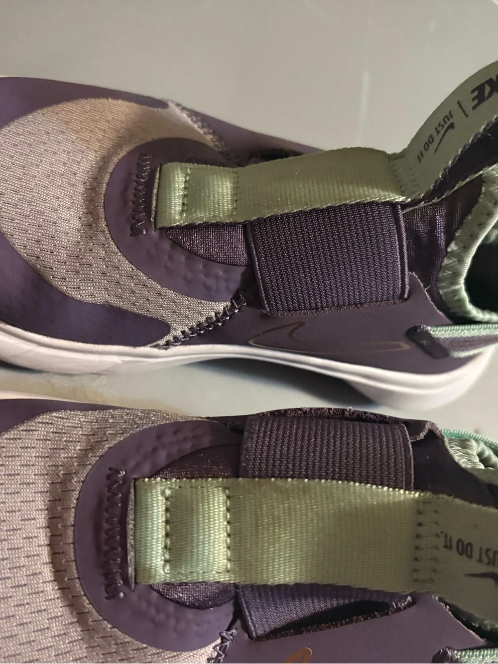 Nike Kids Slip-On Sneakers in Purple and Mint Green